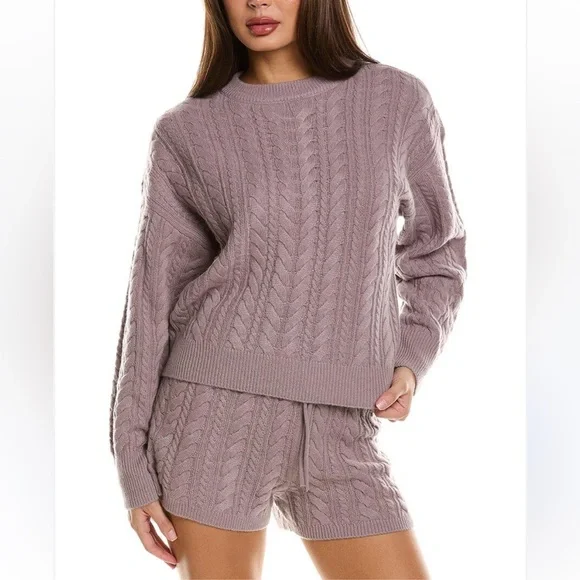 Sweaty Betty Purple Wool and Cashmere Blend Sweater Cable Knit Sweater size US 8 - Picture 1 of 8